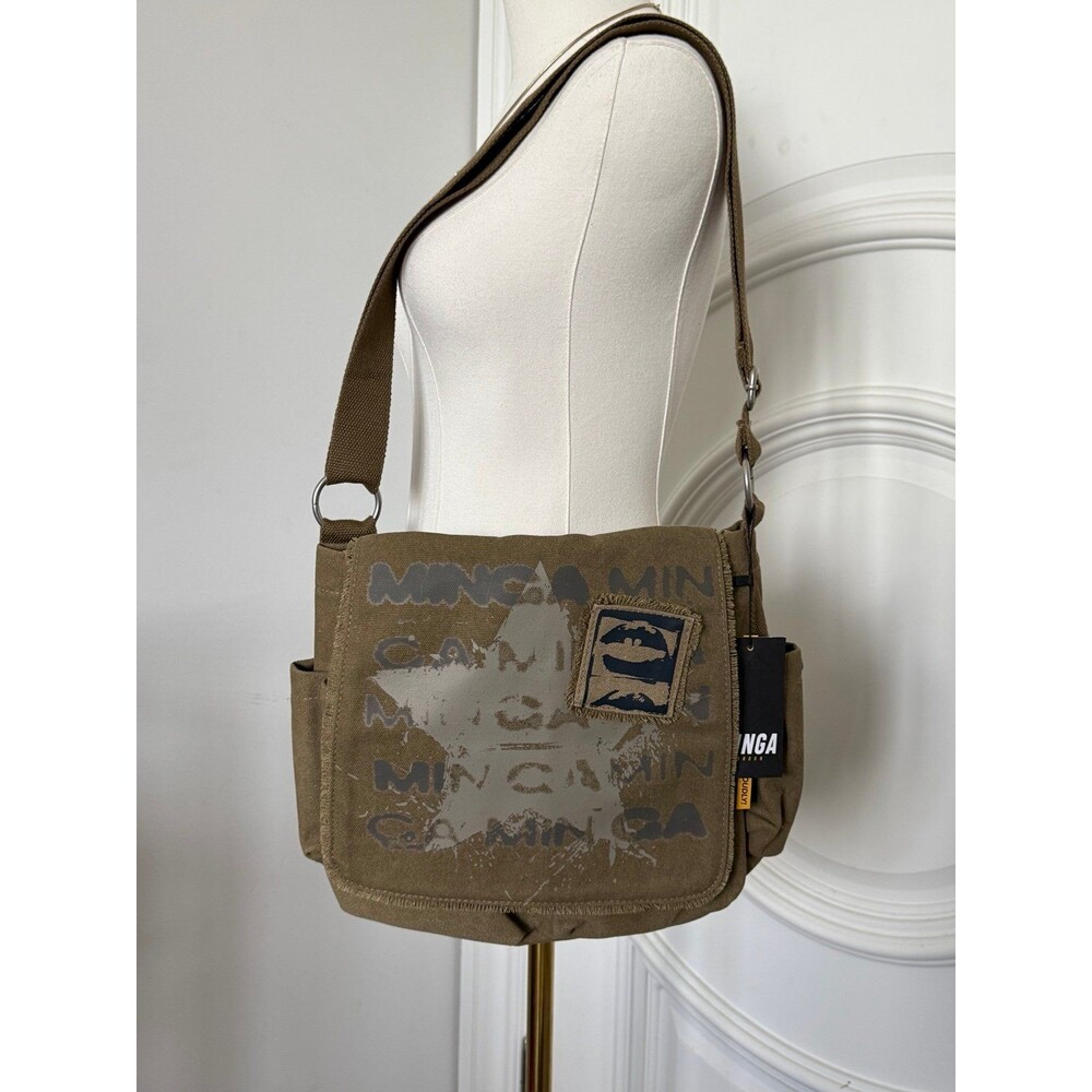 Minga London Star Canvas Messenger Bag Y2K Grunge Utility Crossbody